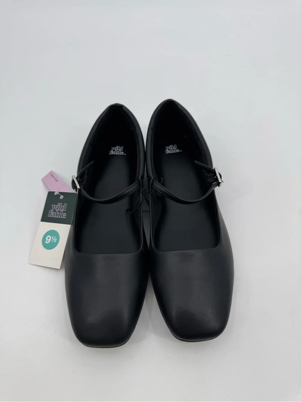 Wild Fable Black Faux Leather Elsa Mary Jane Ballet Flats Size 9.5